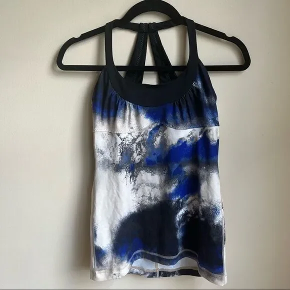 Lululemon tank top scoop me up blue black white EUC size 4 - Picture 4 of 13
